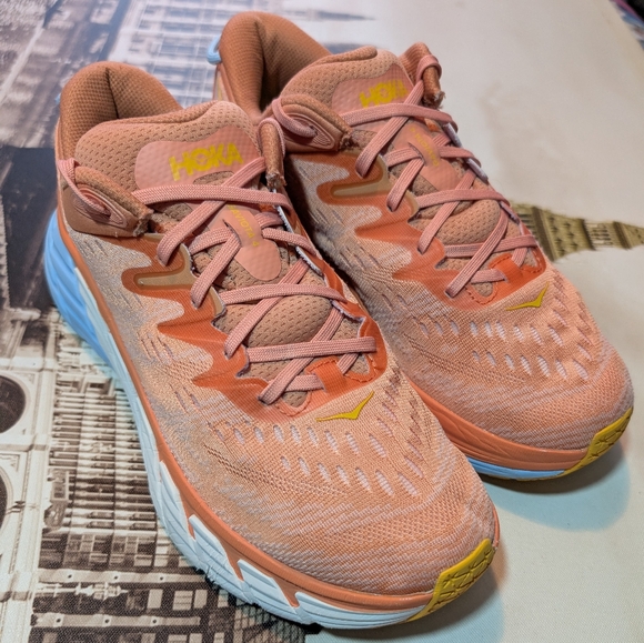 Hoka One One Gaviota 4 Orange Athletic Running Shoes Comfort Women Size 11 - Picture 13 of 13